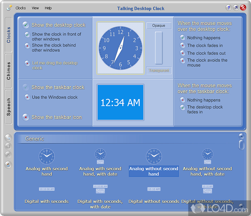 Fully customize taskbar clock, add one on desktop - Screenshot of Talking Desktop Clock