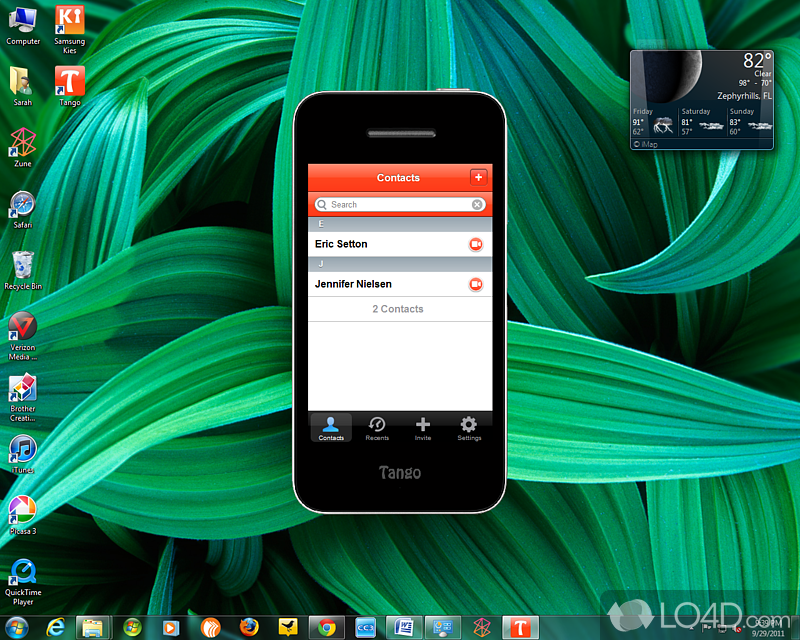 To stay connected with friends and family by making calls to other computers or phone numbers - Screenshot of Tango