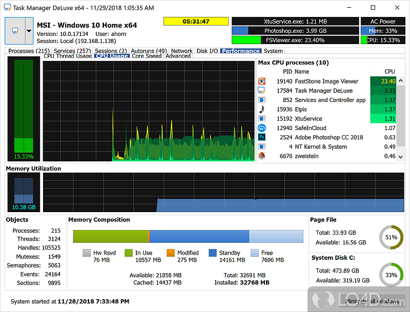 Task Manager DeLuxe screenshot