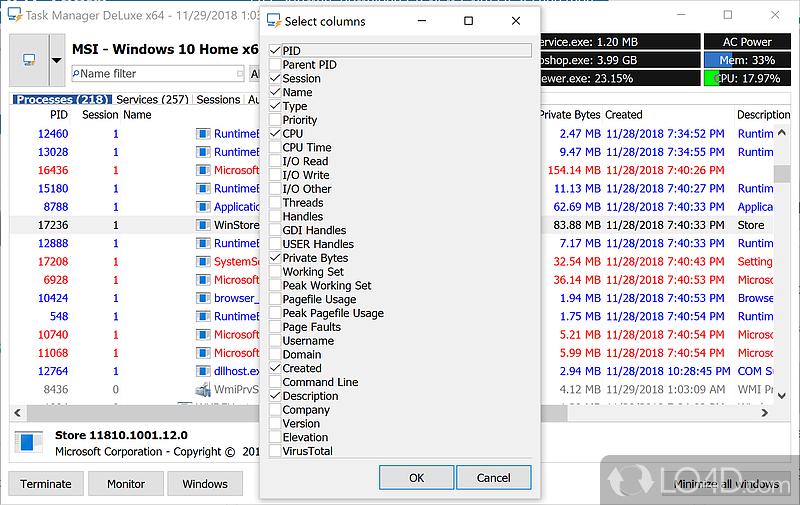 Monitor memory usage and manage startup items - Screenshot of Task Manager DeLuxe