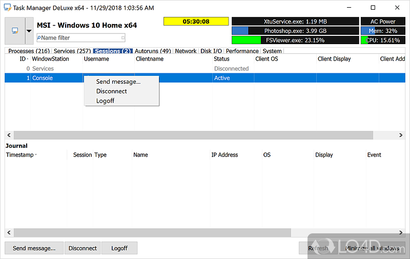 Advanced monitoring - Screenshot of Task Manager DeLuxe