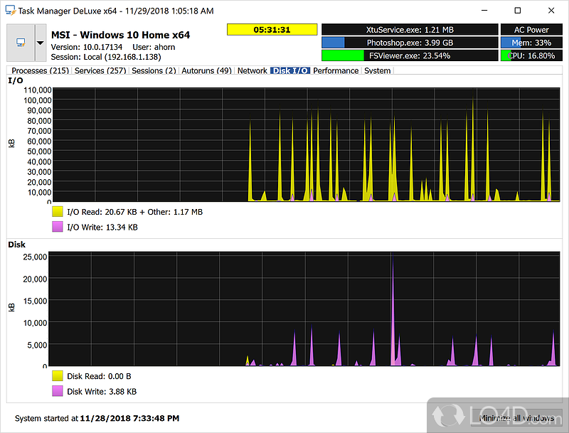 Process and task manager and viewer - Screenshot of Task Manager DeLuxe