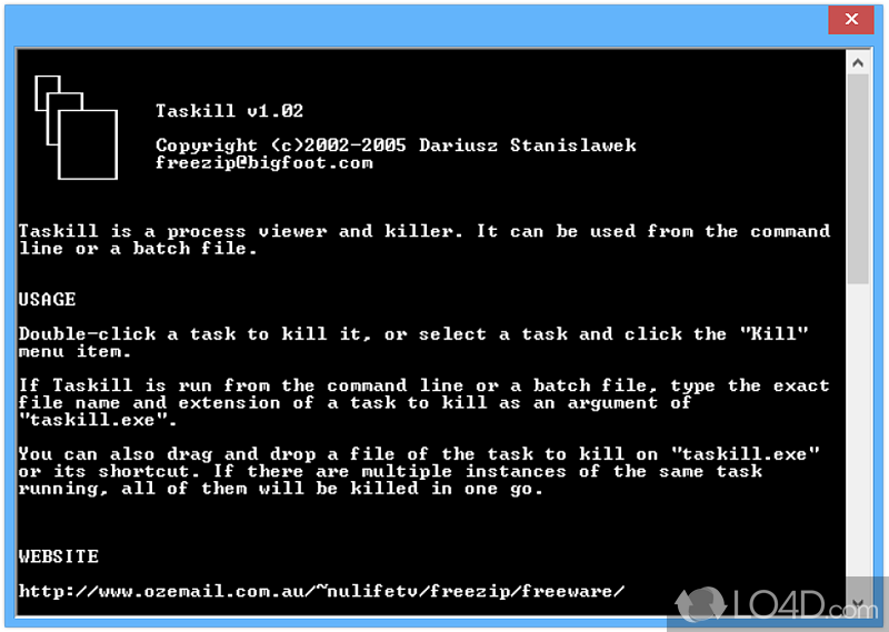 Process viewer and killer that works in GUI or CLI mode - Screenshot of Taskill