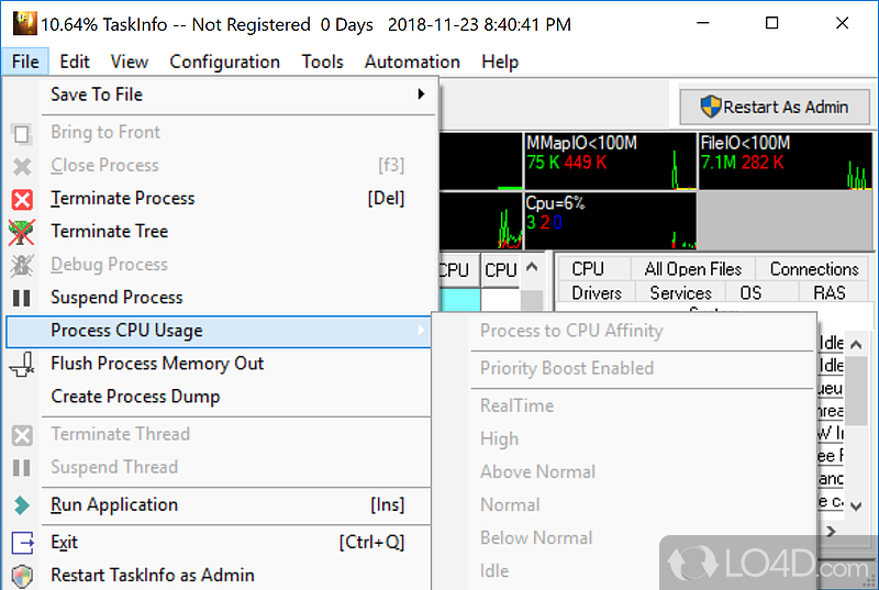 Monitor active processes, CPU usage and more - Screenshot of TaskInfo