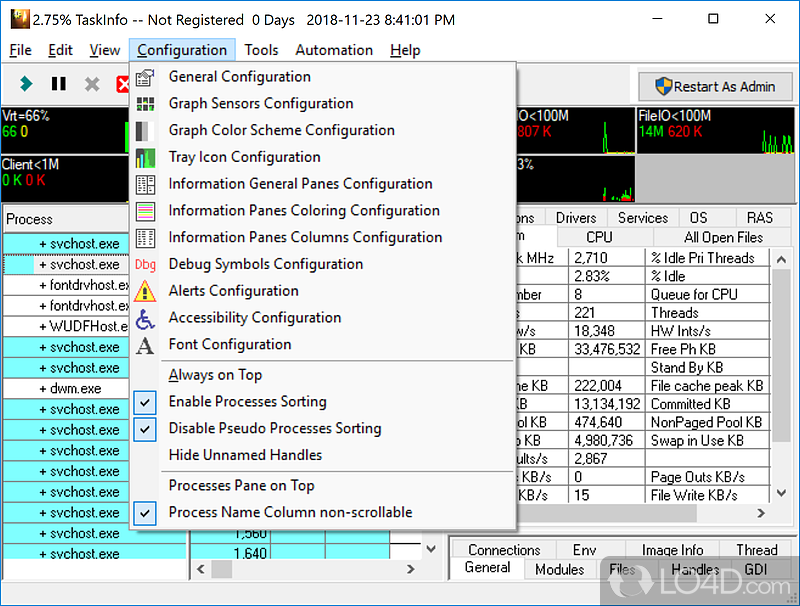 TaskInfo: User interface - Screenshot of TaskInfo