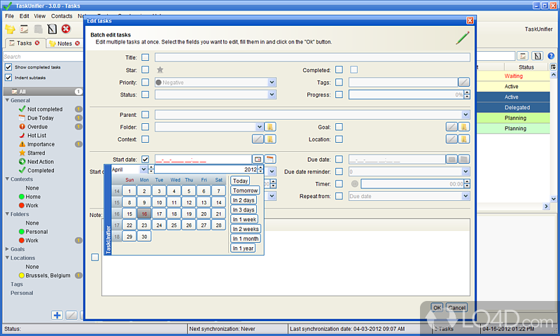 User-friendly interface - Screenshot of TaskUnifier