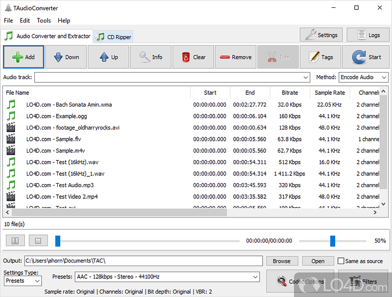 Using this app convert multiple audio files at once - Screenshot of TAudioConverter