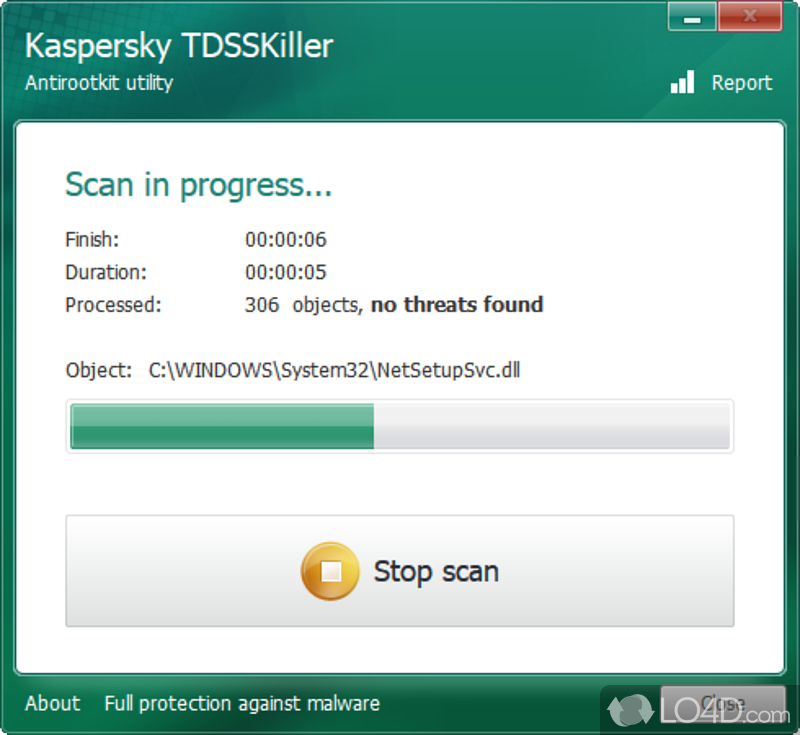 Simple scan and deletion operations - Screenshot of TDSSKiller