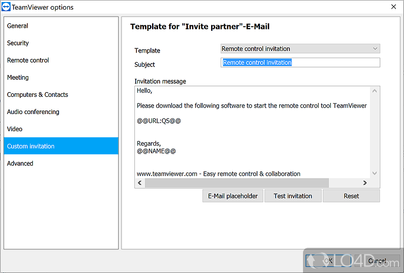Custom, default, or one-time - Screenshot of TeamViewer