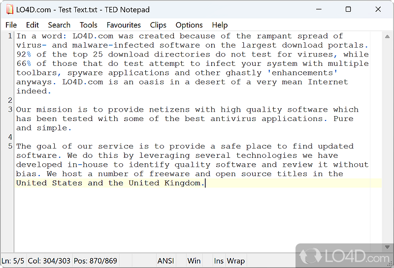 TED Notepad: User interface - Screenshot of TED Notepad