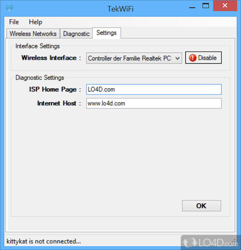 Wireless network diagnostic and information software - Screenshot of TekWiFi