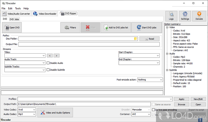 An easy, powerful audio and video converter - Screenshot of TEncoder