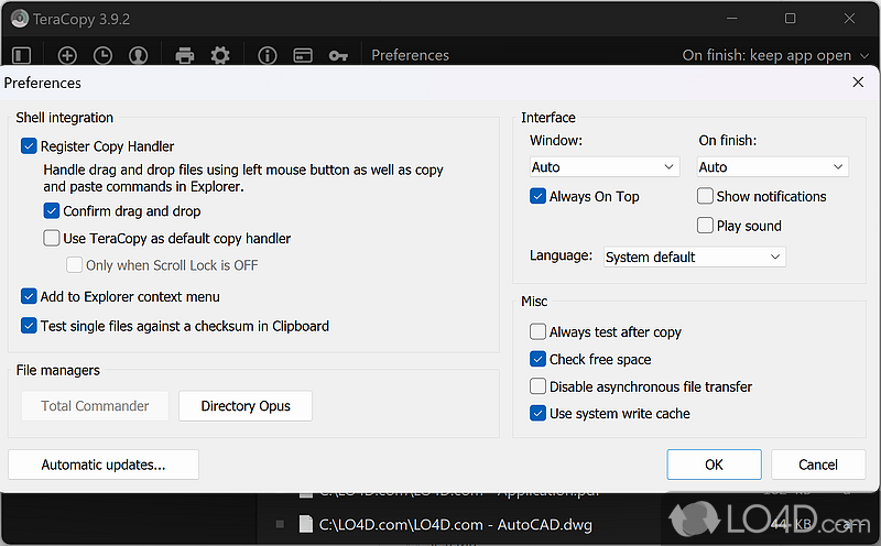 Advanced file copier with error handling - Screenshot of TeraCopy