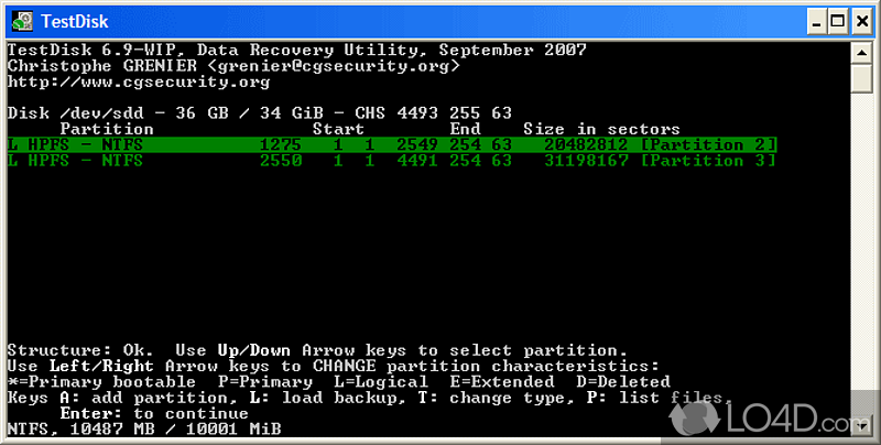 TestDisk 64-bit screenshot
