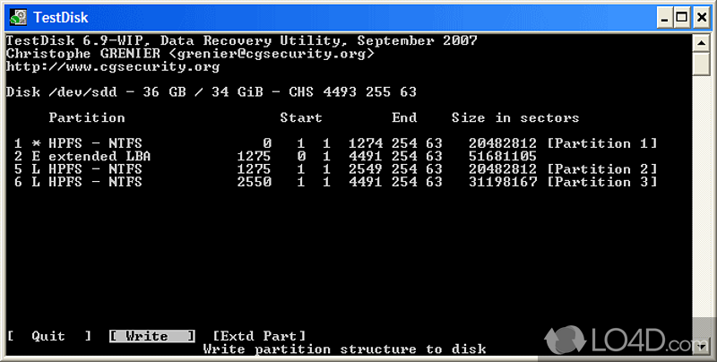 TestDisk 64-bit screenshot