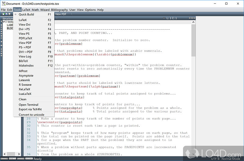 Editor for LaTeX files - Screenshot of Texmaker