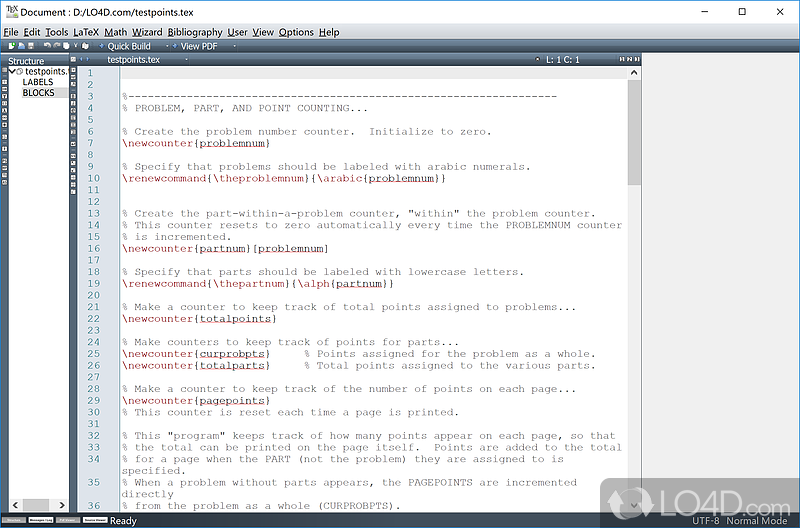 Text editor that integrates many tools needed to develop documents with LaTeX commands - Screenshot of Texmaker