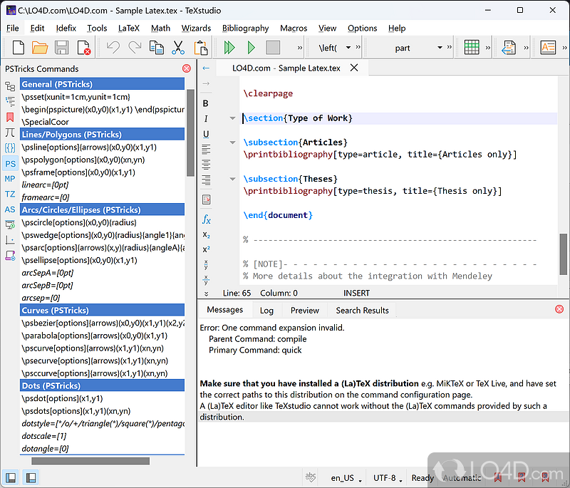 An integrated writing environment tool for creating LaTeX documents - Screenshot of TeXstudio