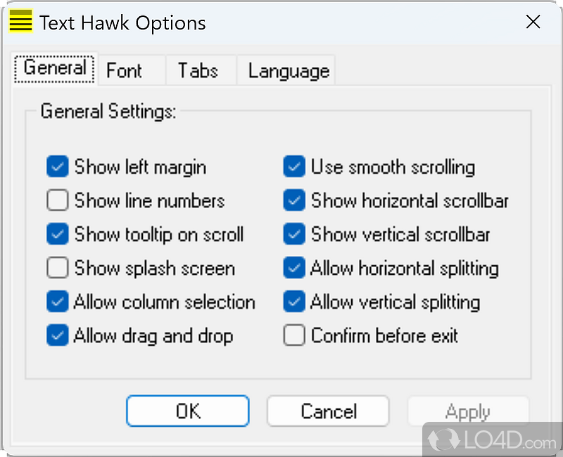 Text Hawk Text Editor: User interface - Screenshot of Text Hawk Text Editor