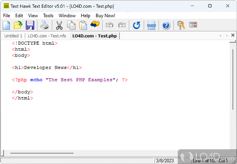 Fast, multi-language text editor for Windows - Screenshot of Text Hawk Text Editor