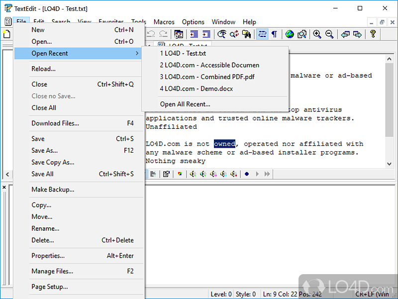 TextEdit: User interface - Screenshot of TextEdit