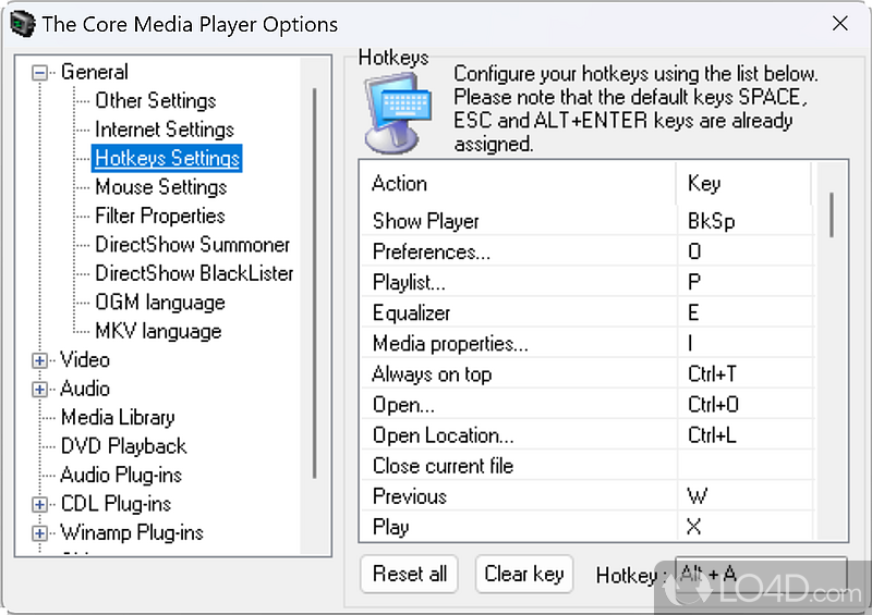 The Core Media Player: User interface - Screenshot of The Core Media Player