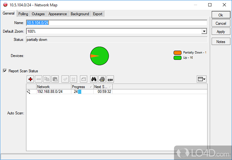 Scan network, make a layout map and start monitoring services and devices connected - Screenshot of The Dude