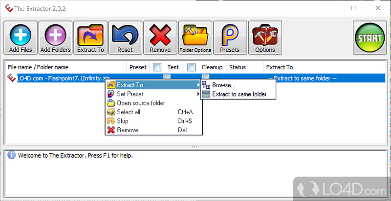 Extract any number of files with one click - Screenshot of The Extractor