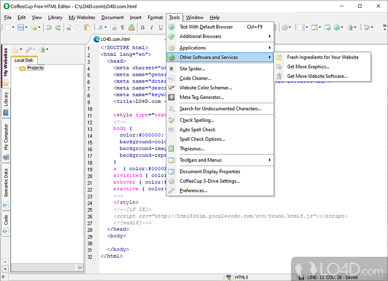 The Free HTML Editor screenshot