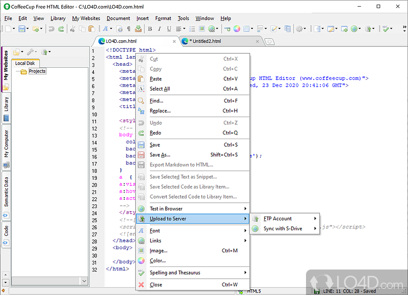 User-friendly interface - Screenshot of The Free HTML Editor