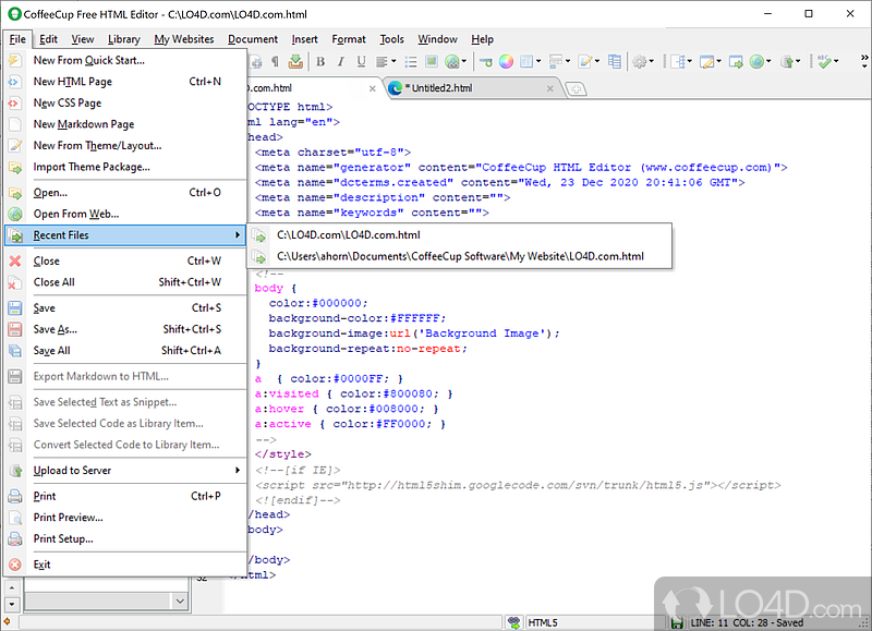 Simple, fast and reliable - Screenshot of The Free HTML Editor