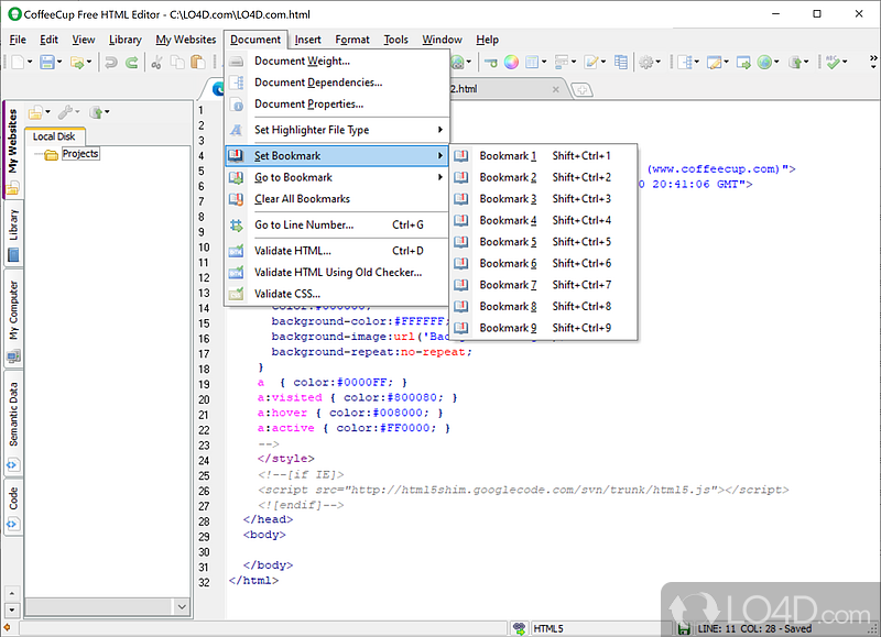 The Free HTML Editor screenshot