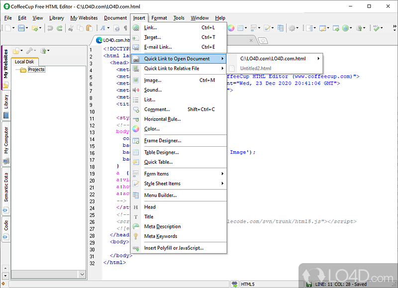 The Free HTML Editor screenshot