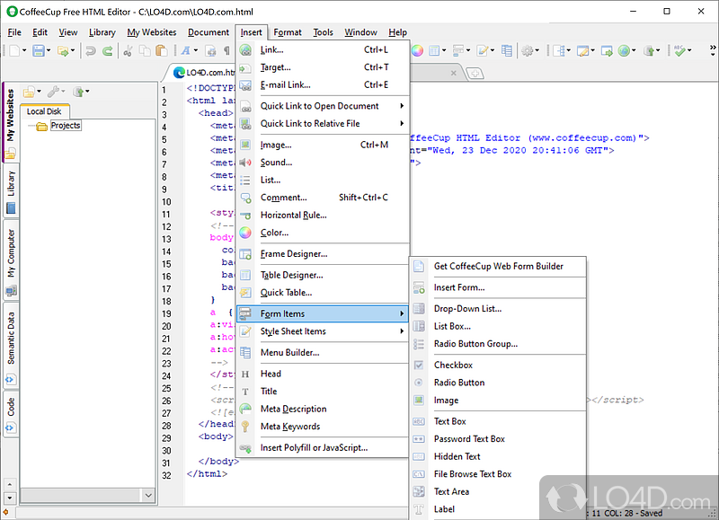 The Free HTML Editor screenshot