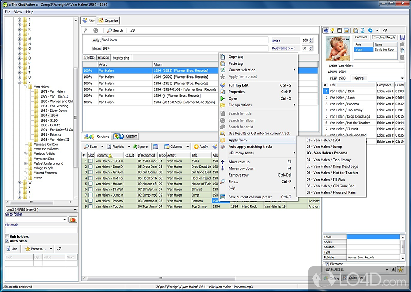 Tag editor, duplicate finder, and audio encoder in one tool - Screenshot of The GodFather