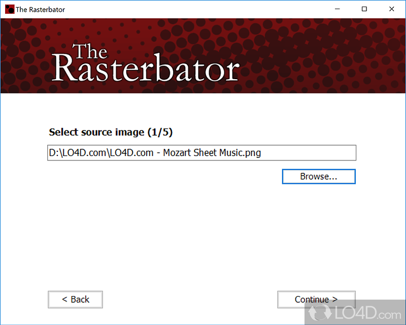 Create large rasterized posters from smaller images - Screenshot of The Rasterbator