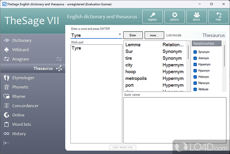 Free English Dictionary and Thesaurus - Screenshot of TheSage
