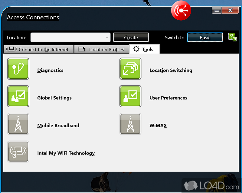 Conveniently manage connections on a Lenovo laptop - Screenshot of ThinkVantage Access Connections