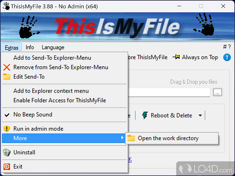 Multiple ways to add the target file or folder - Screenshot of ThisIsMyFile