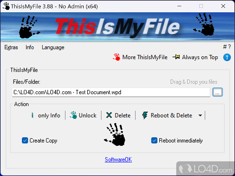 Unlock or delete locked or protected files, and forcefully stop processes that keep a file in use so move or copy it freely - Screenshot of ThisIsMyFile