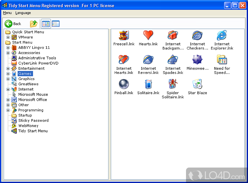 Customize and configure your Start Menu - Screenshot of Tidy Start Menu