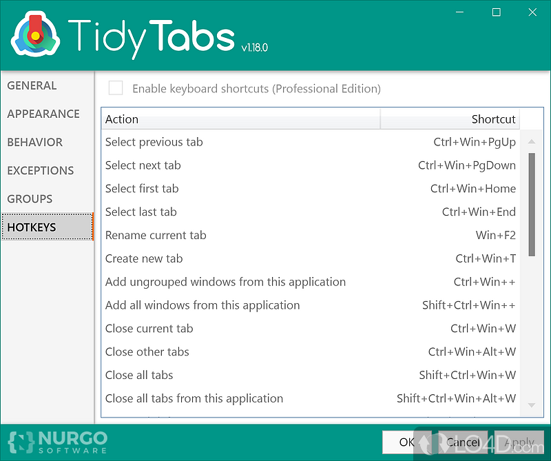 Add tabs to virtually any app in Windows apps - Screenshot of TidyTabs