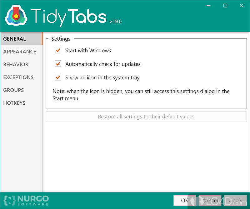 Organize all the programs under a single tab so that access them faster - Screenshot of TidyTabs