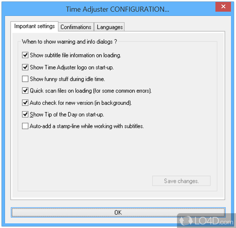 Splitting and merging options - Screenshot of Time Adjuster