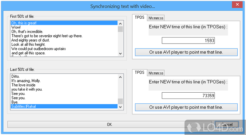 Synchronize subtitles with video - Screenshot of Time Adjuster