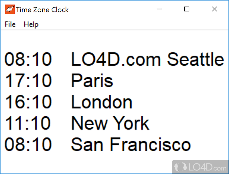 Time Zones Clock: Time Zone Clock - Screenshot of Time Zones Clock