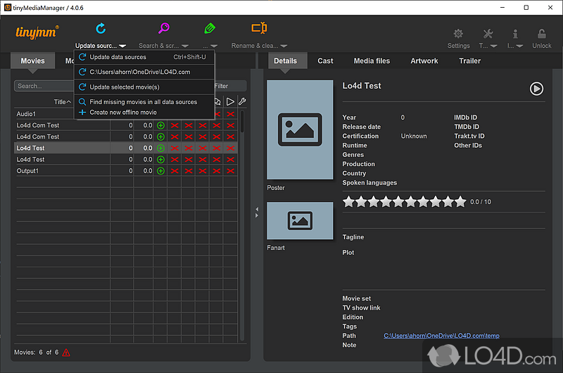 tinyMediaManager: Movie management - Screenshot of tinyMediaManager