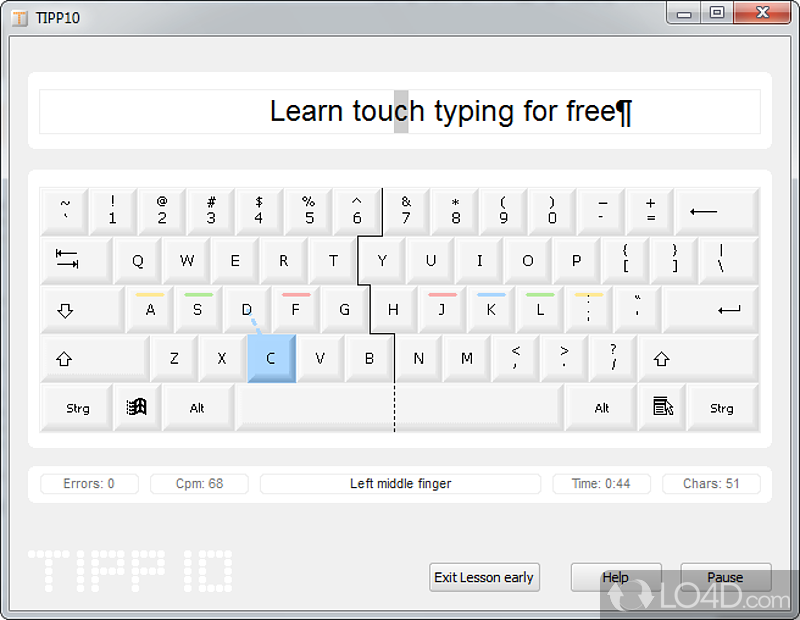 Typing for beginners and advanced users - Screenshot of TIPP10