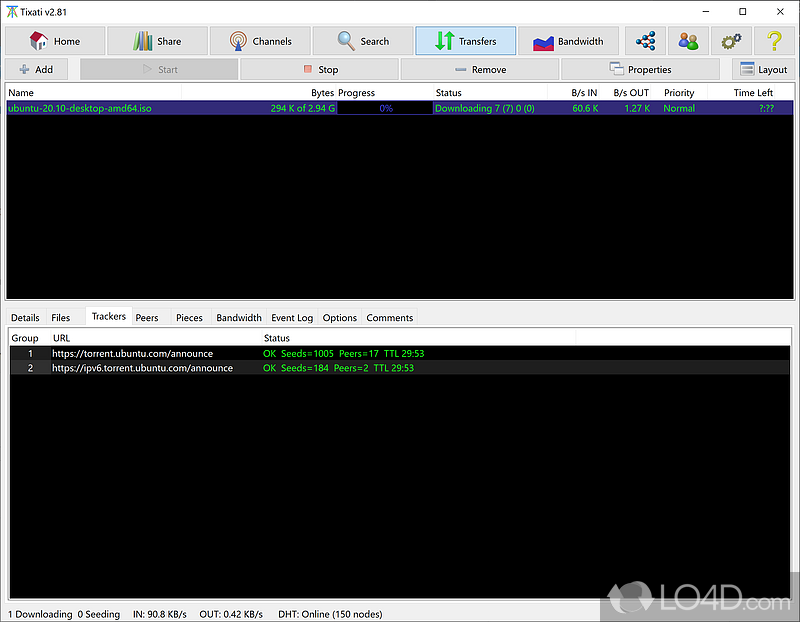 Bittorrent client that makes it easy for you to process * - Screenshot of Tixati