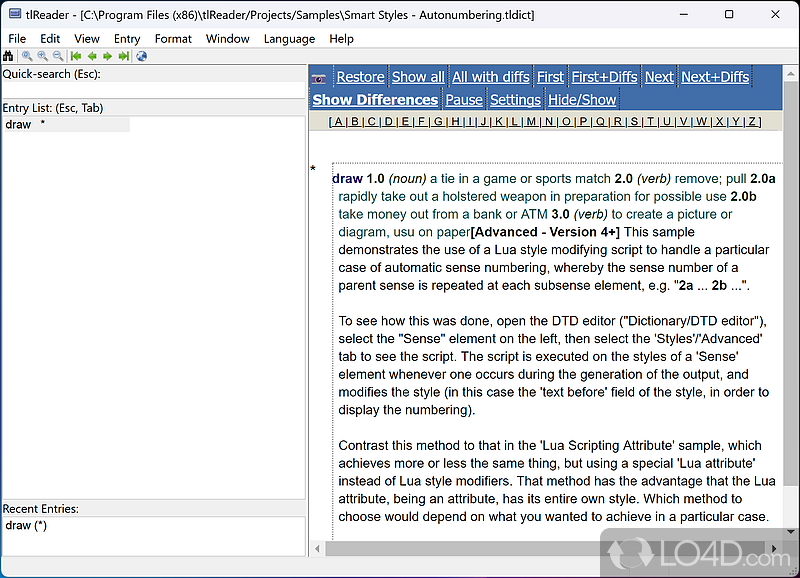 File reader that use to view the content of TLex, tlTerm - Screenshot of tlReader